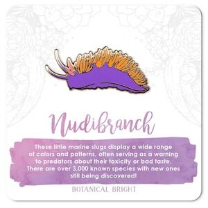 Nudibranch Sea Slug Enamel Pin - Gold Plated Nature Jewelry - Sea‎ Life Brooch
